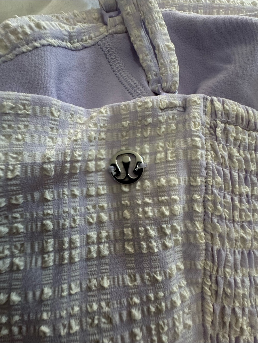 lululemon Seersucker Check Strappy TankBlister Check Butter Cream Lavender Frost - Picture 2 of 3